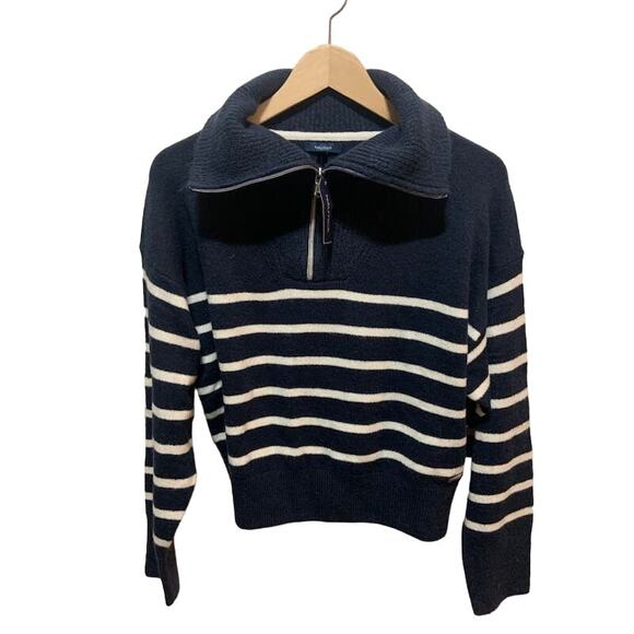 Nautica striped sweater 1/4 zip NWT blue and white  women sz S - Picture 1 of 11